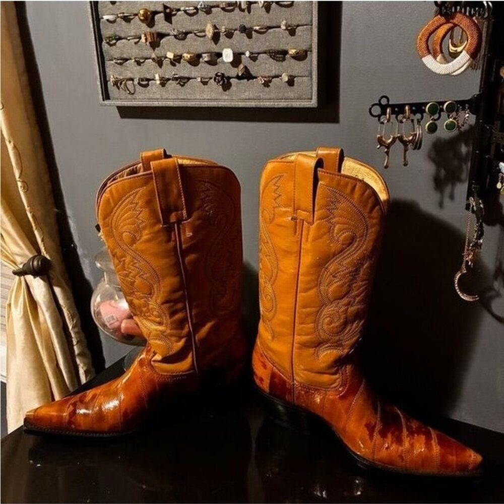 Eel Burnt Orange Cowboy Boots - Picture 2 of 6